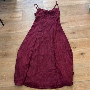 Elegant Burgundy Spaghetti Strap Dress